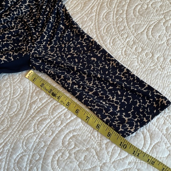 Ralph Lauren Print Runched Sheath Dress 12 P Navy Blue Leopard Classic Preppy - Picture 15 of 17